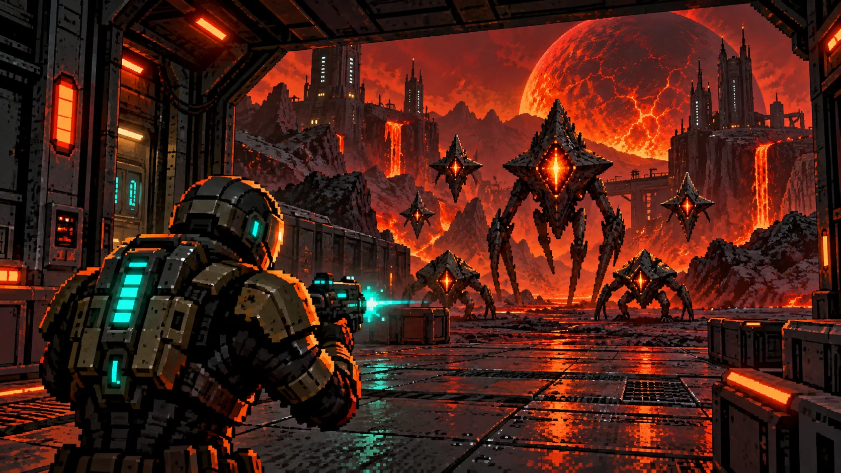 Original sci-fi browser FPS artwork for Freedoom Online on POKOPIE